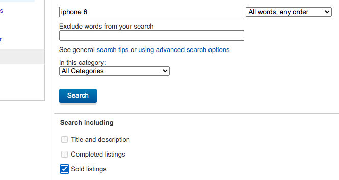 things to resell online - advanced listings search