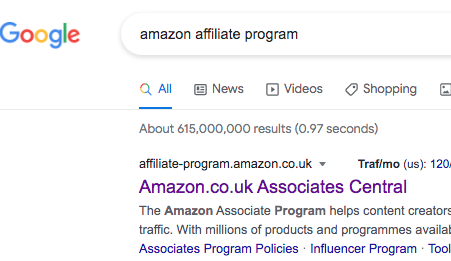 Google search for affiliate programs in your area