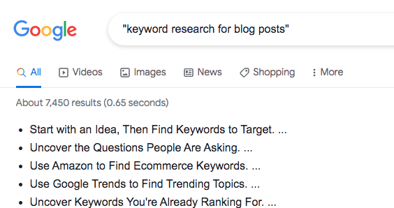 keyword research for blog posts