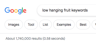 low hanging fruit keywords